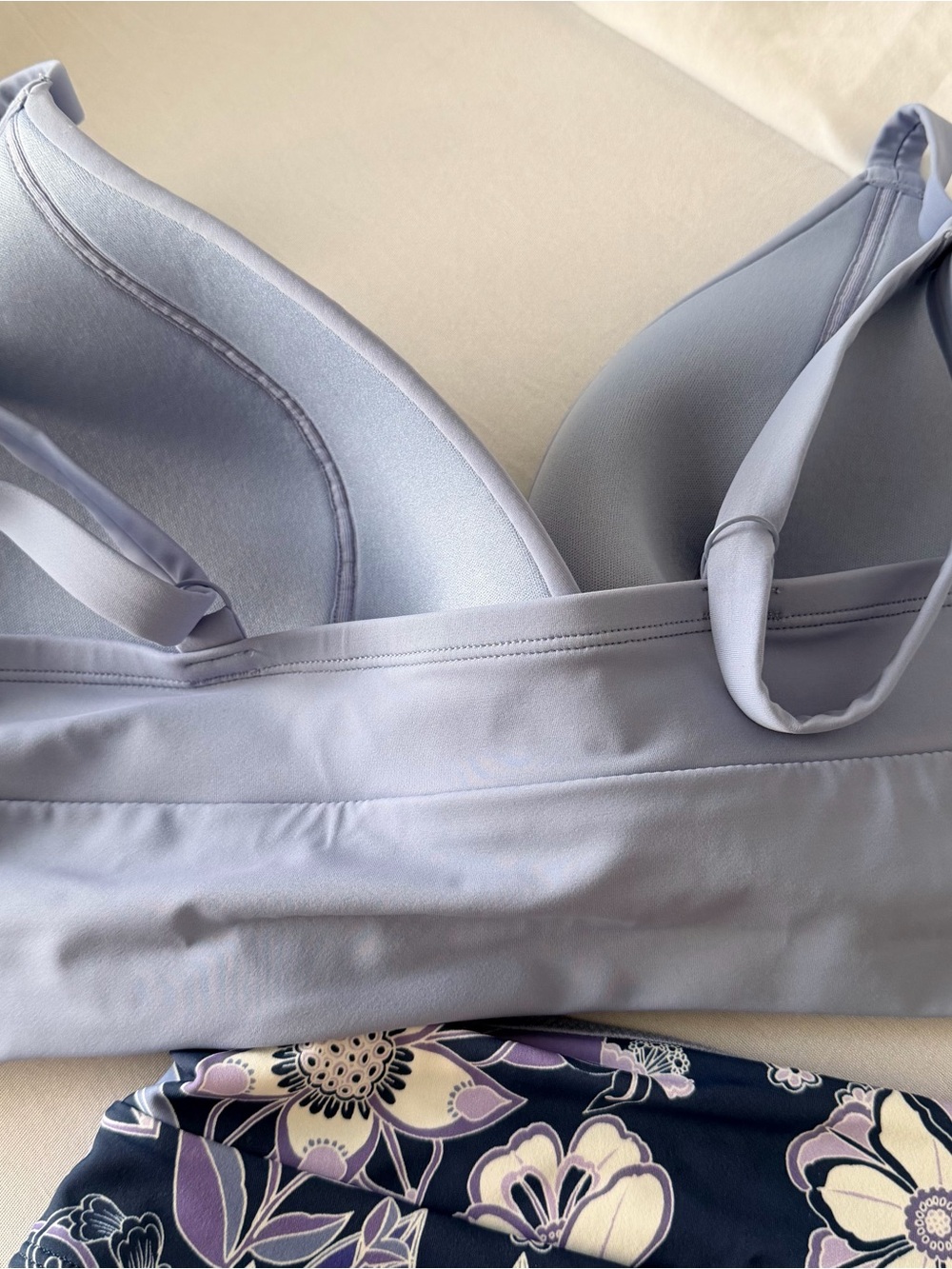 Adore Me Periwinkle Blue Molded Bikini Top with Navy & Lavender Floral Bottoms - Picture 3 of 8